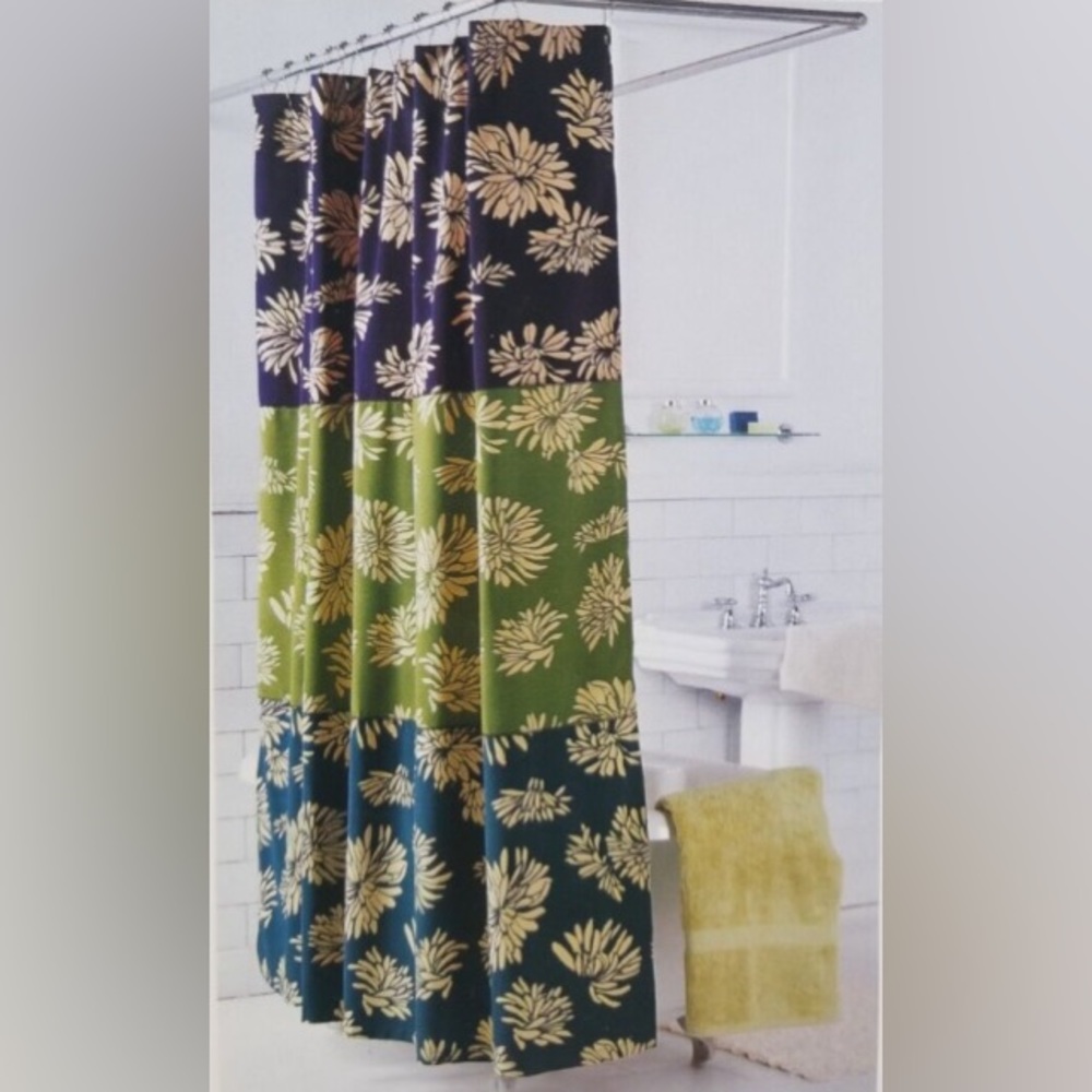Náutica Key Largo 72x72 Fabric Purple Teal Tan Green Dahlia Shower Curtain
